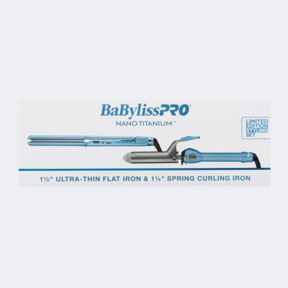 Babyliss Pro Nano Titanium Limited Edition 1.5" Ultra-Thin Flat Iron (BNT4073TUC) + 1.25" Spring Curling Iron (BNT125S) Value Pack (BNTPP69)