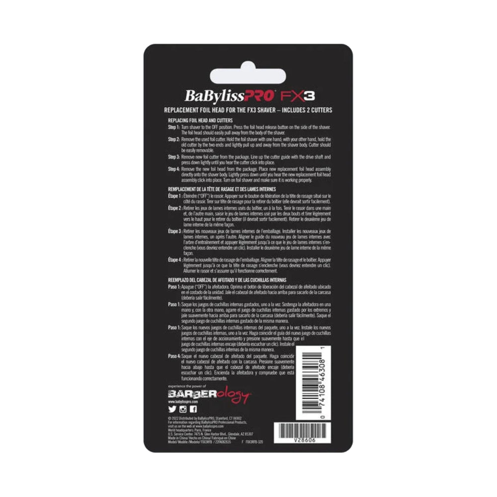 Babyliss Pro FXX3 Foil Shaver Replacement Foil & Cutter - Black (FXX3RFB)