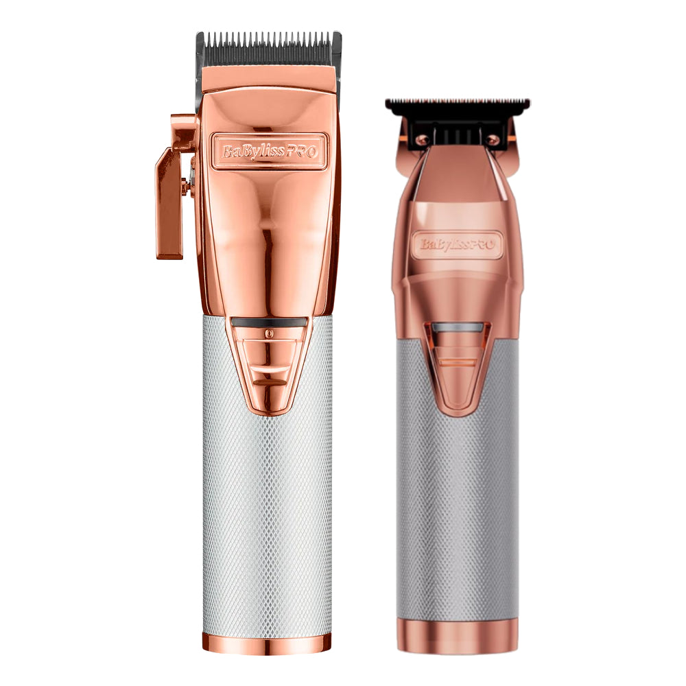Babyliss Pro FX+ Upgraded All-Metal Lithium Clipper + Upgraded FX+ Outlining Cordless Trimmer (Combo) (Gold / Silver / Rose)