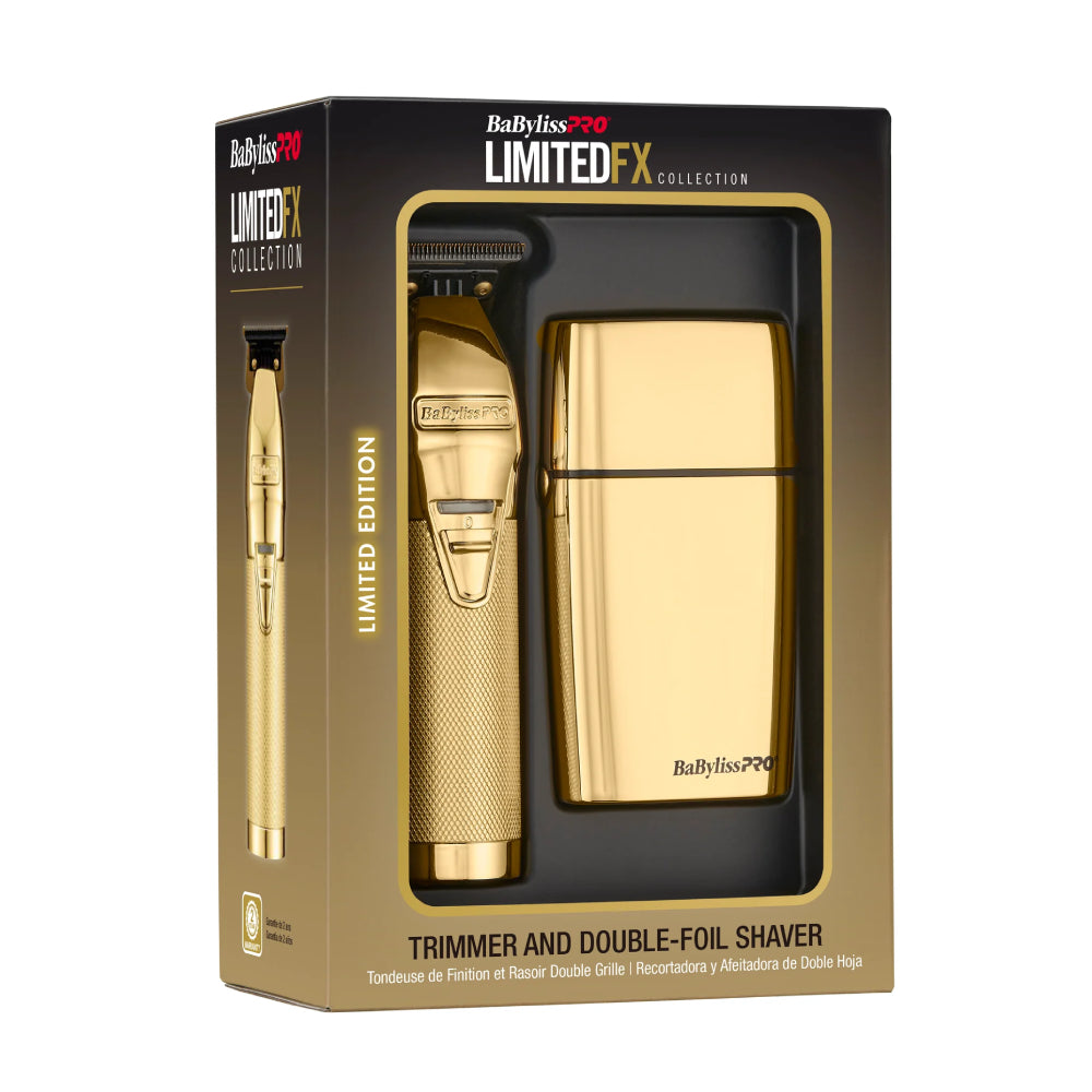 BaByliss PRO LimitedFX Gold Trimmer & Double Foil Shaver Prepack (FXDUOFS2TG)