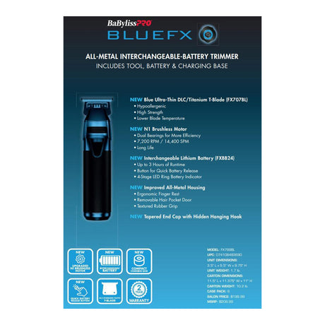 Babyliss Pro FXONE Blue Cordless Trimmer (#FX799BL)-Clipper Vault
