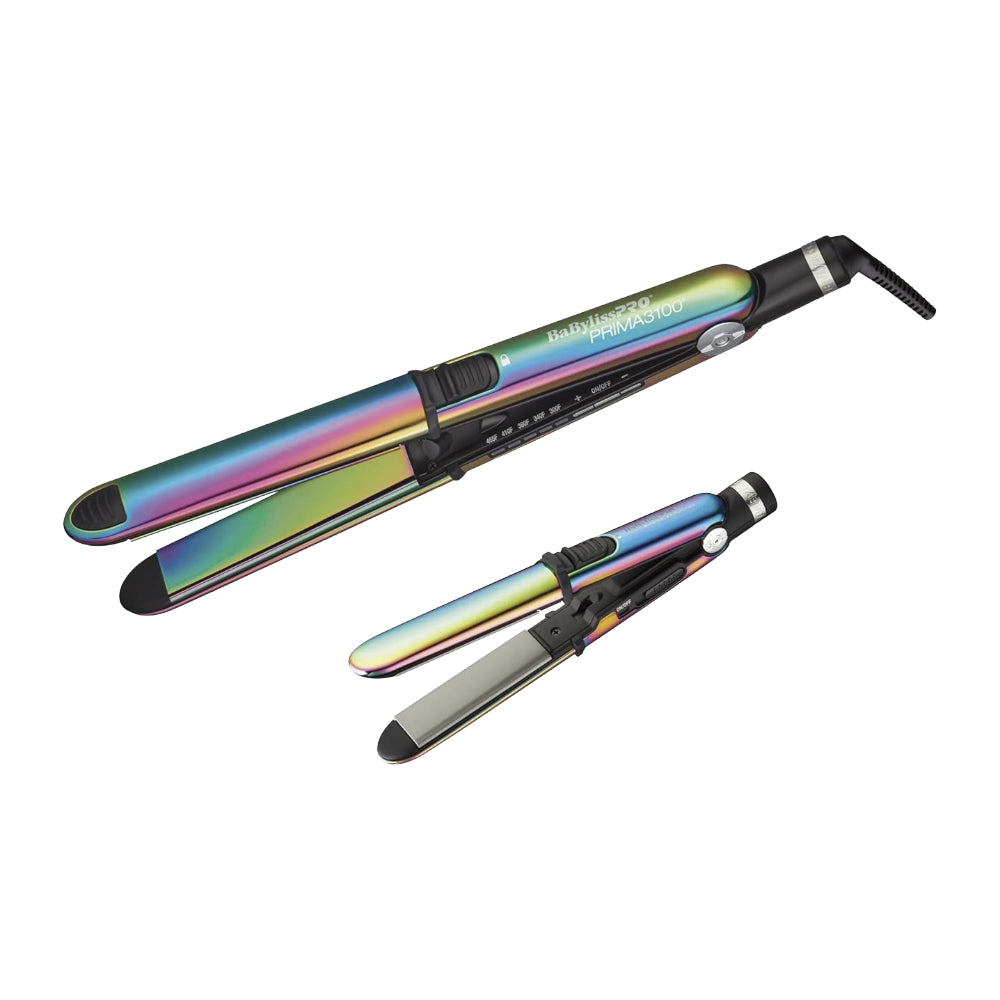 Babyliss Pro Limited Edition Nano Titanium Iridescent 1" Stainless Steel Prima 3000 & 3/4" Prima 2000 Flat Irons Value Set (BNTPK1RB)