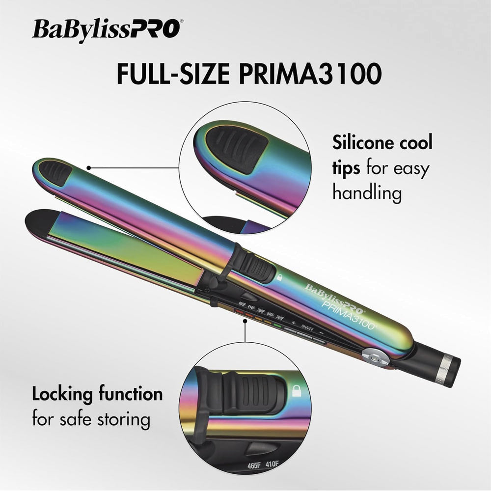 Babyliss Pro Limited Edition Nano Titanium Iridescent 1" Stainless Steel Prima 3000 & 3/4" Prima 2000 Flat Irons Value Set (BNTPK1RB)