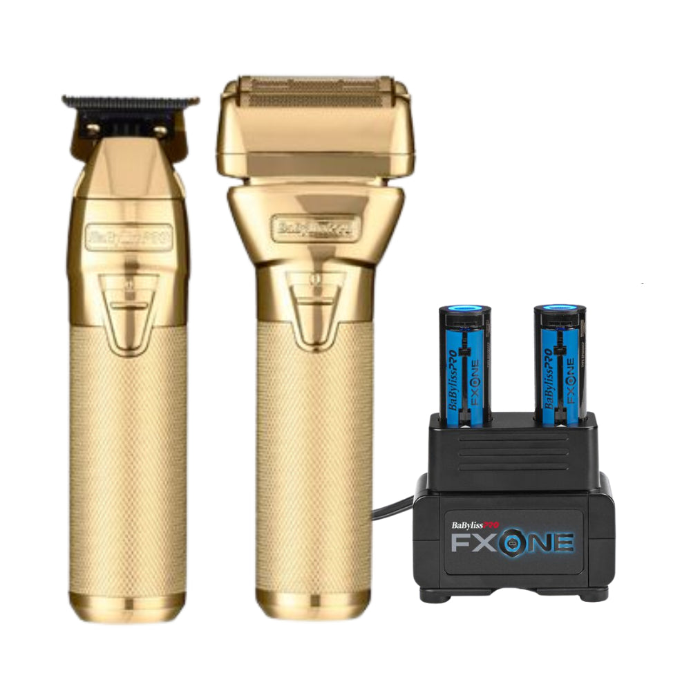 Babyliss Pro FXONE GoldFX Trimmer & Foil Shaver Bundle (FX1FSTGTO)