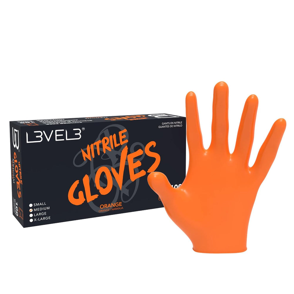 L3VEL3 Professional Nitrile Gloves 100 Pack - Orange