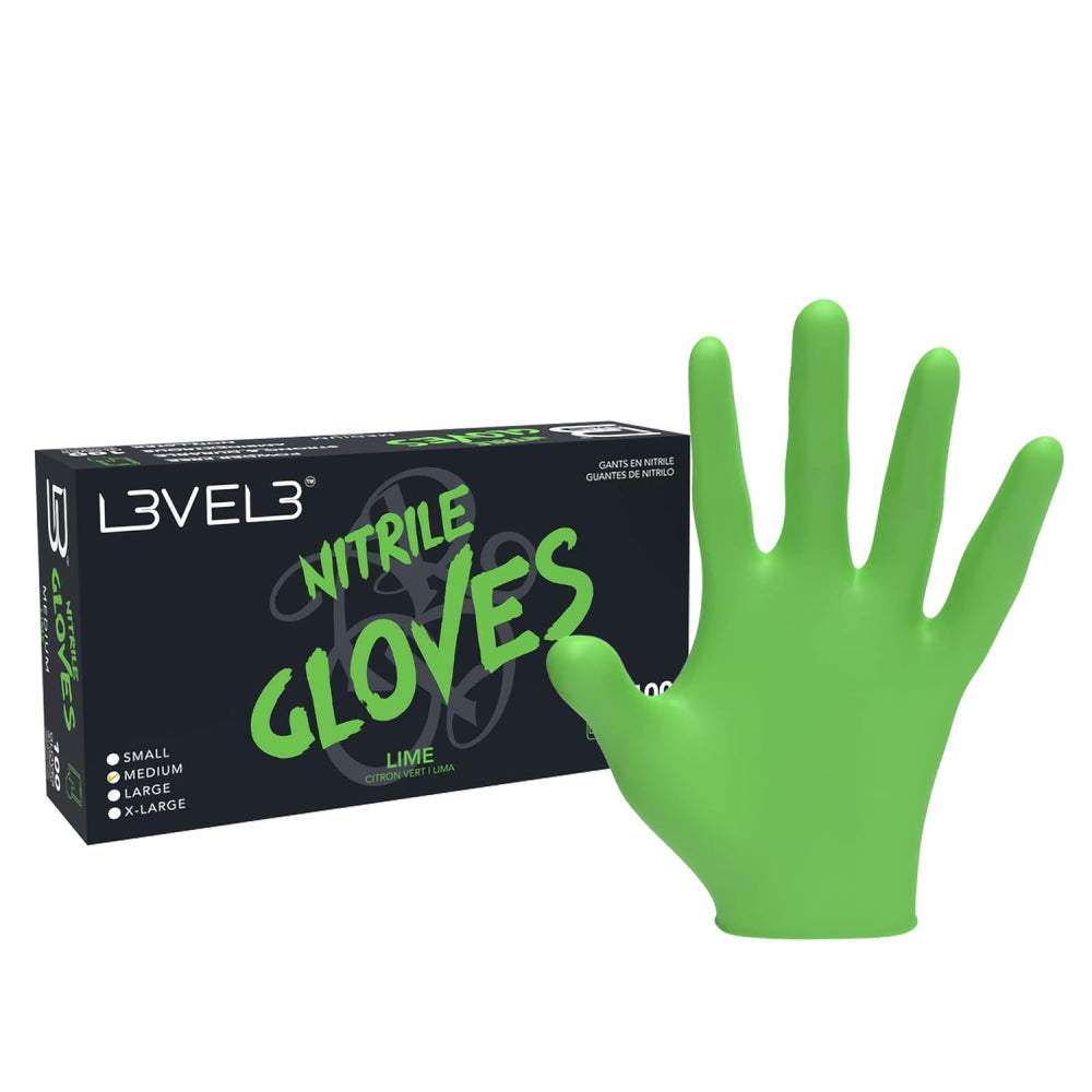 L3VEL3 Professional Nitrile Gloves 100 Pack - Lime