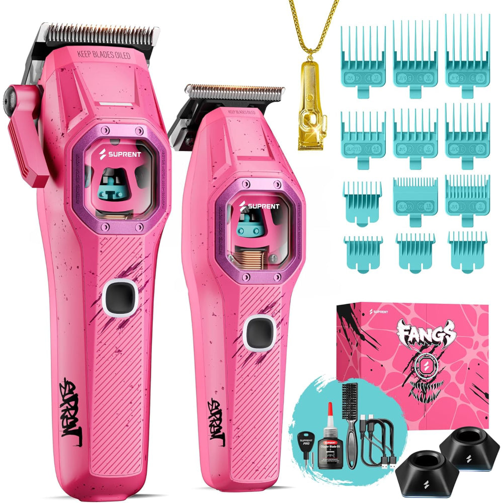 SUPRENT Fangs Professional Barber Clippers and Trimmers (Pink)