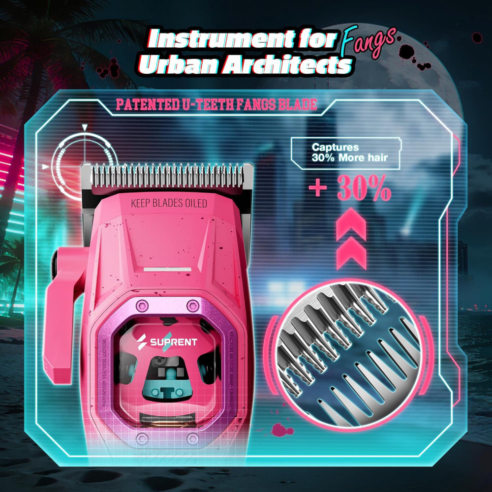 SUPRENT Fangs Professional Barber Clippers and Trimmers (Pink)