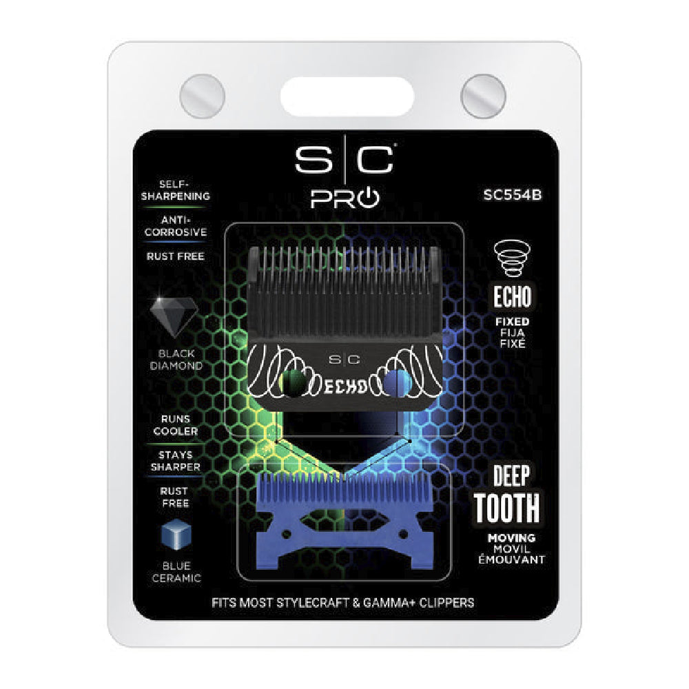 StyleCraft Black DLC Echo Clipper Blade & Blue Ceramic Cutter (SC554B)