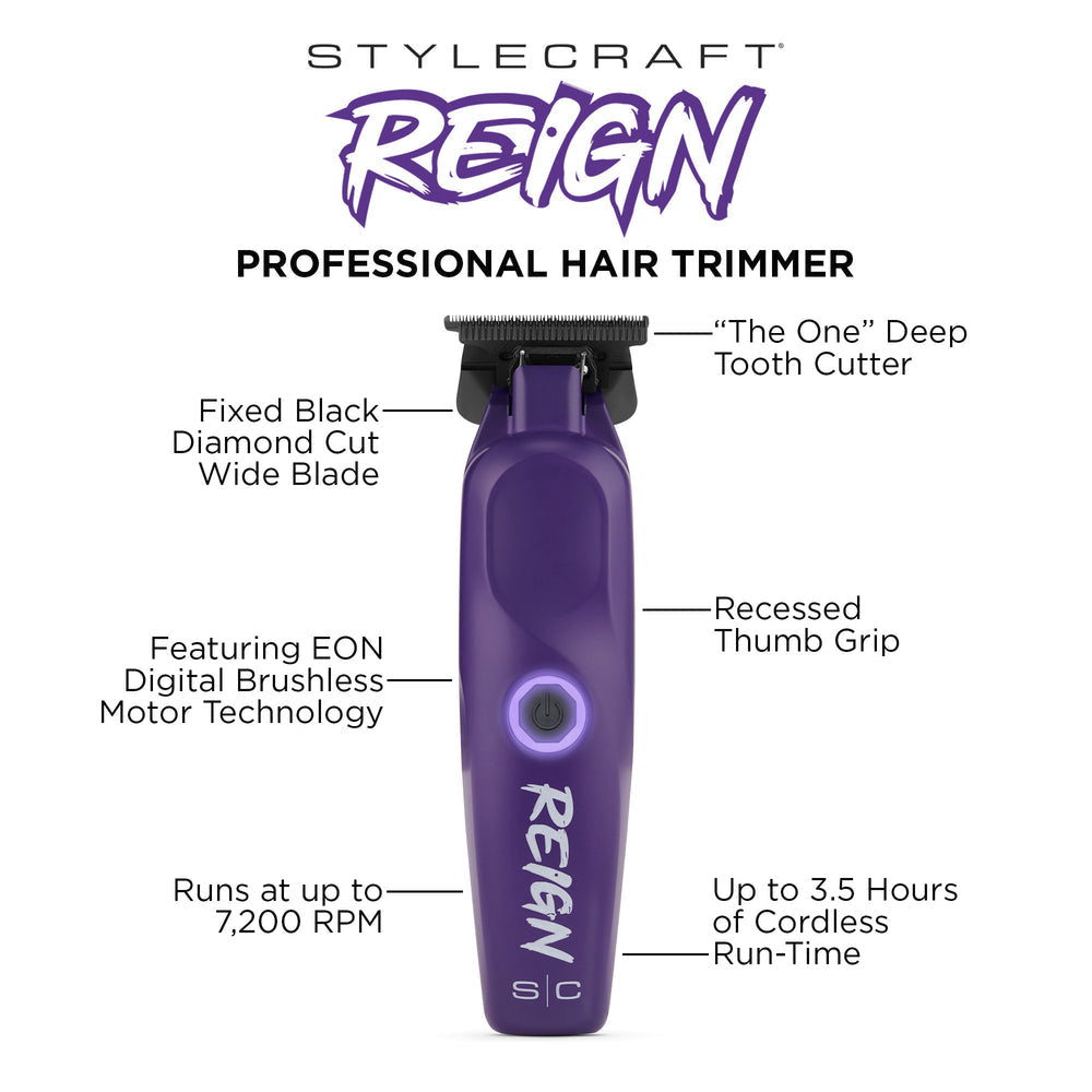 StyleCraft Reign Eon Digital Brushless Motor Trimmer - Purple Reign (SC422P)