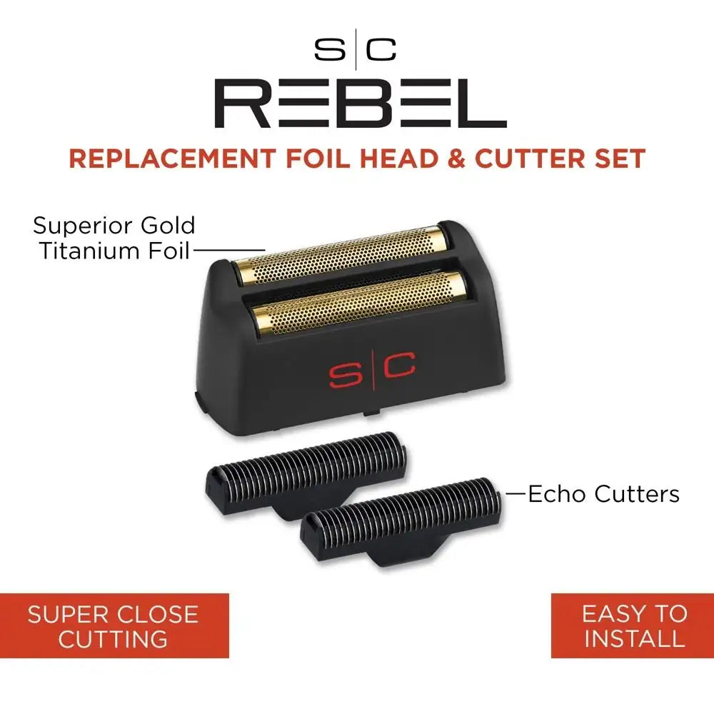 StyleCraft Gold Titanium Foil Head & Cutter Replacement Set for Rebel Shaver (SC555G)