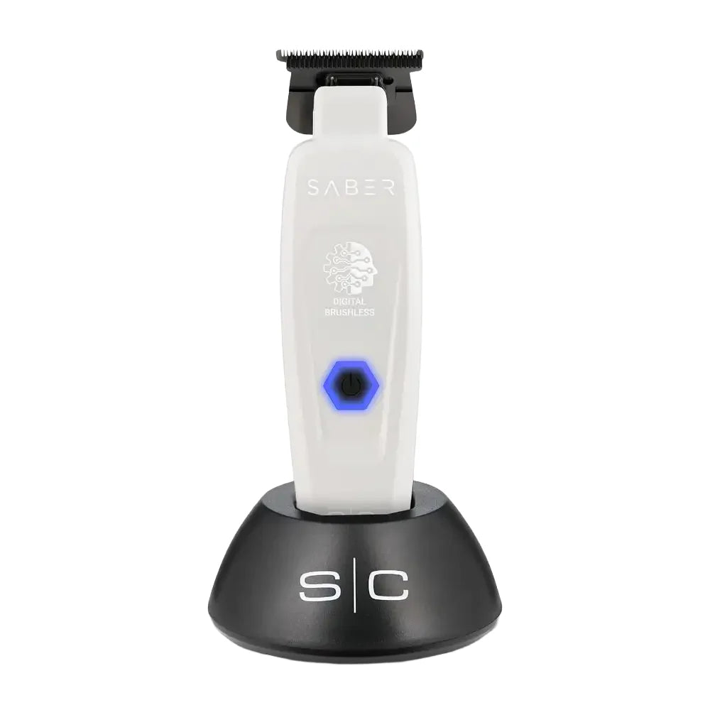 StyleCraft Limited Edition Saber II Cordless Digital Brushless Motor Clipper + Trimmer - White (SC619/SC421W) (Combo)