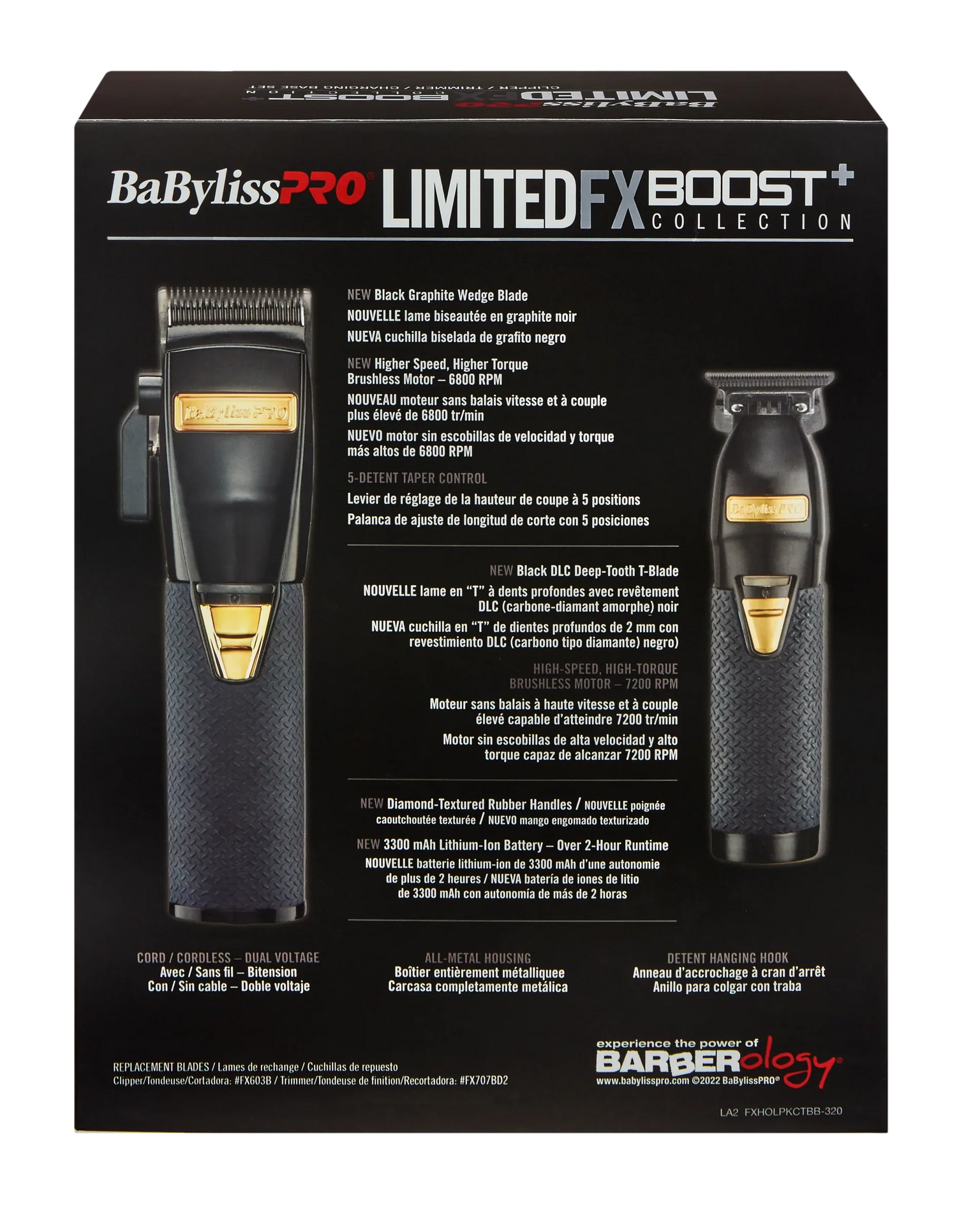 BaByliss PRO Black FX Boost+ Limited Edition Clipper & Trimmer Set w/ Charging Base (FXHOLPKCTB-B)-Clipper Vault