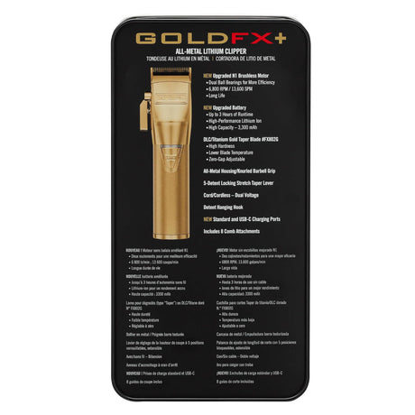 Babyliss Pro FX+ Upgraded All-Metal Lithium Clipper (Gold / Silver / Rose Gold)-Clipper Vault