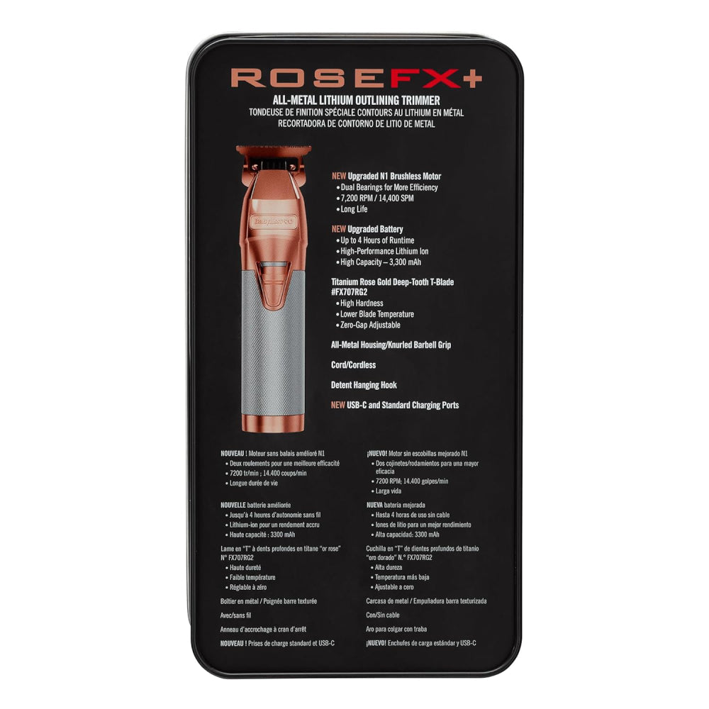 Babyliss Pro FX+ Upgraded All-Metal Lithium Trimmer (Gold / Silver / Rose Gold)-Clipper Vault