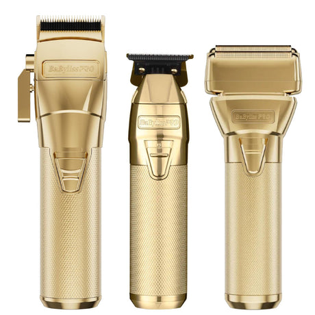 Babyliss Pro FXONE GoldFX Cordless Clipper + FXONE GoldFX Trimmer + FXONE GoldFX Shaver (Combo) (#FX899G + # FX799G + #FXFX79FSG)-Clipper Vault