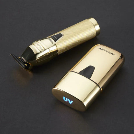Babyliss Pro Limited Edition Gold FX Trimmer & UV Single-Foil Shaver Set (FXLFHOLPKG)-Clipper Vault