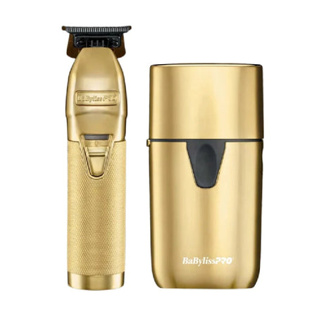 Babyliss Pro Limited Edition Gold FX Trimmer & UV Single-Foil Shaver Set (FXLFHOLPKG)-Clipper Vault