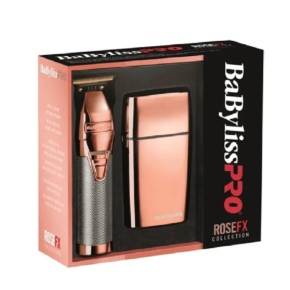 Babyliss Pro Rose Gold Skeleton Trimmer + Babyliss Pro Rose Gold Double Foil Shaver (Combo)-Clipper Vault