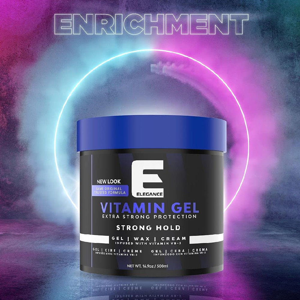 Elegance Pro-VB5 Hair Styling Gel Strong Hold (Vitamin) 16.9oz 500ml-Clipper Vault