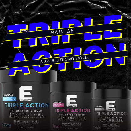 Elegance Triple Action Hair Gel Earth (Strong Hold) 16.9oz 500ml-Clipper Vault