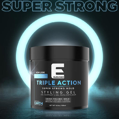 Elegance Triple Action Hair Gel Earth (Strong Hold) 16.9oz 500ml-Clipper Vault