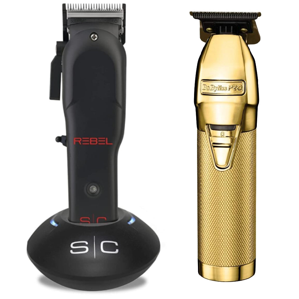 StyleCraft Rebel Super Torque Modular Cordless Clipper + BaByliss Pro GoldFX Cordless Outlining Trimmer (Combo)-Clipper Vault