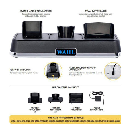 Wahl 5-Star Black/Gold Cordless Barber Combo + Vanish Shaver + Power Station (Combo)-Clipper Vault