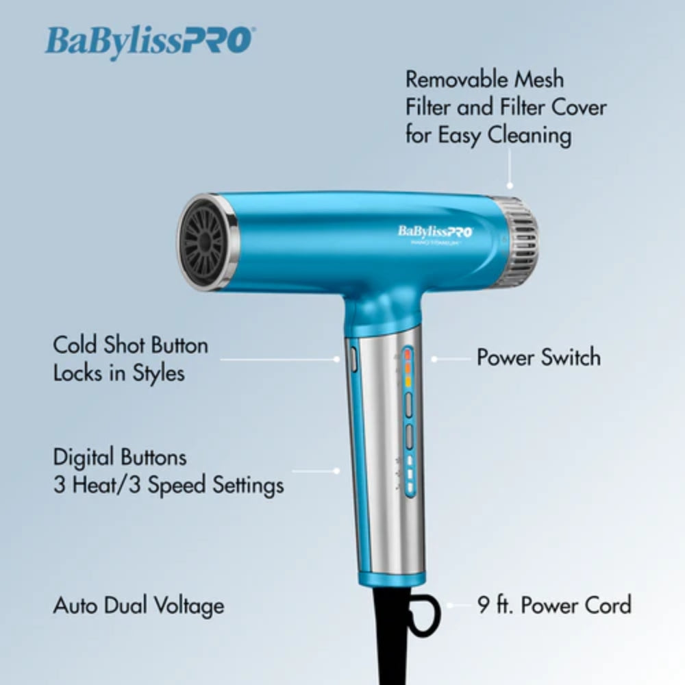 Babyliss Pro Nano Titanium Light Ionic High-Speed Hair Dryer (BNTC9200)