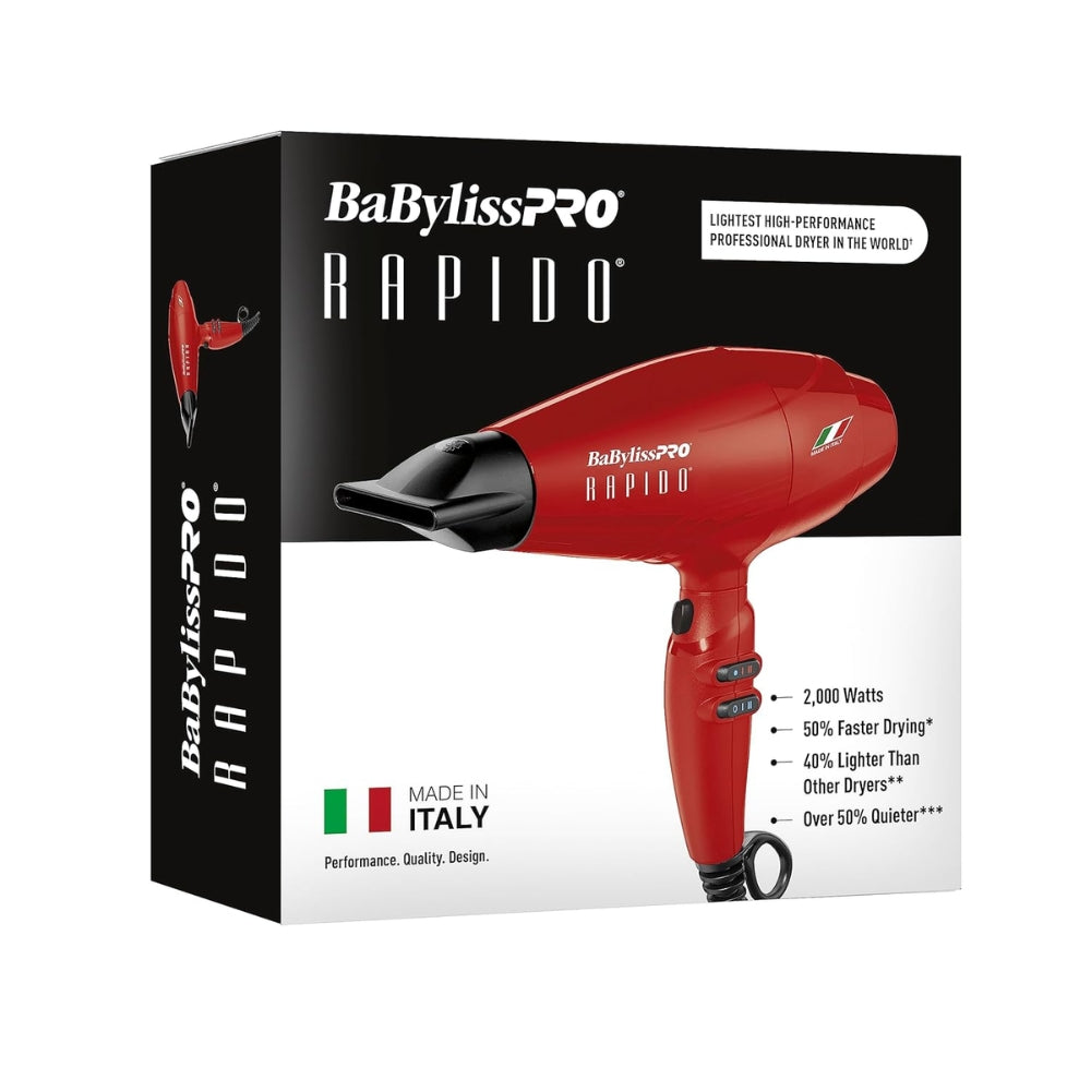 Babyliss Pro Rapido Professional Hair Dryer - Red (BRRAP1)