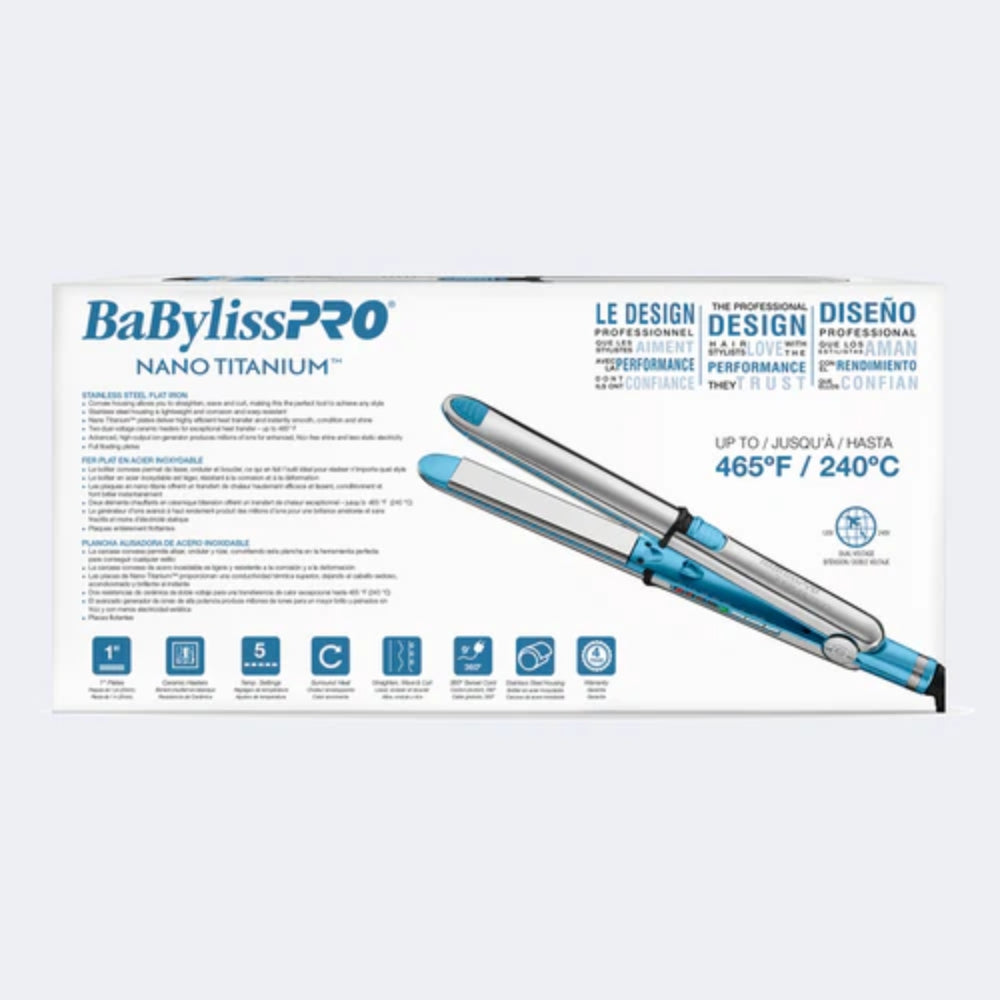 Babyliss Pro Nano Titanium Prima 3100 Flat Iron - 1" (BNT3100TUC)