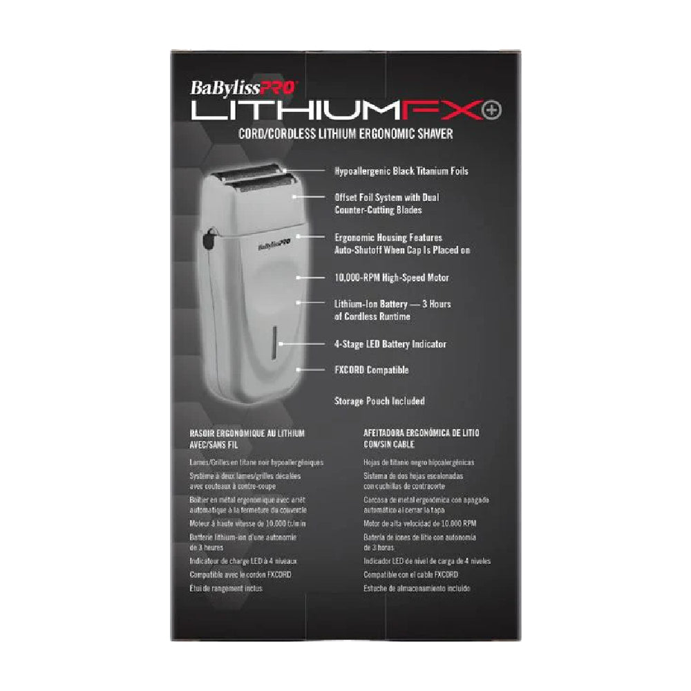 Babyliss Pro Limited Edition LithiumFX+ Lithium Ergonomic Cord/Cordless Double Foil Shaver - Grey (FXFS573GY)