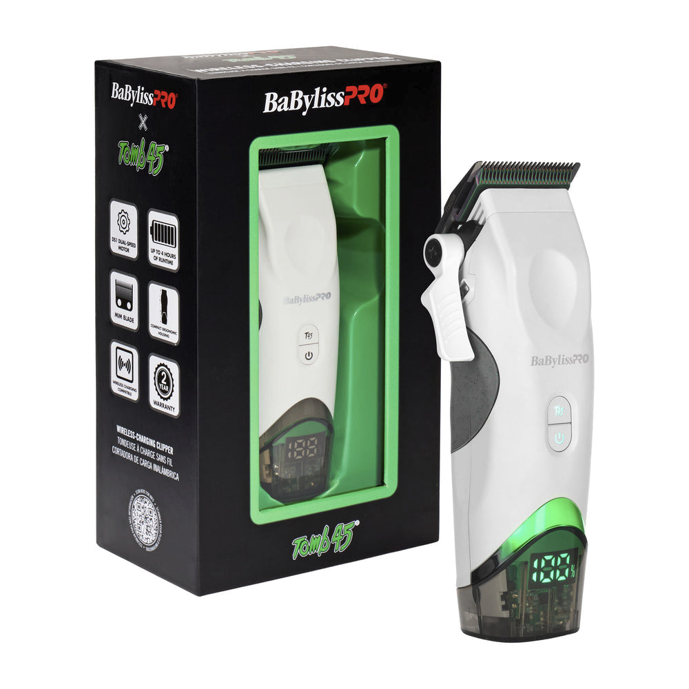 BaByliss PRO x Tomb45 Limited Edition Wireless Charging Clipper - White (FXT45CTW)