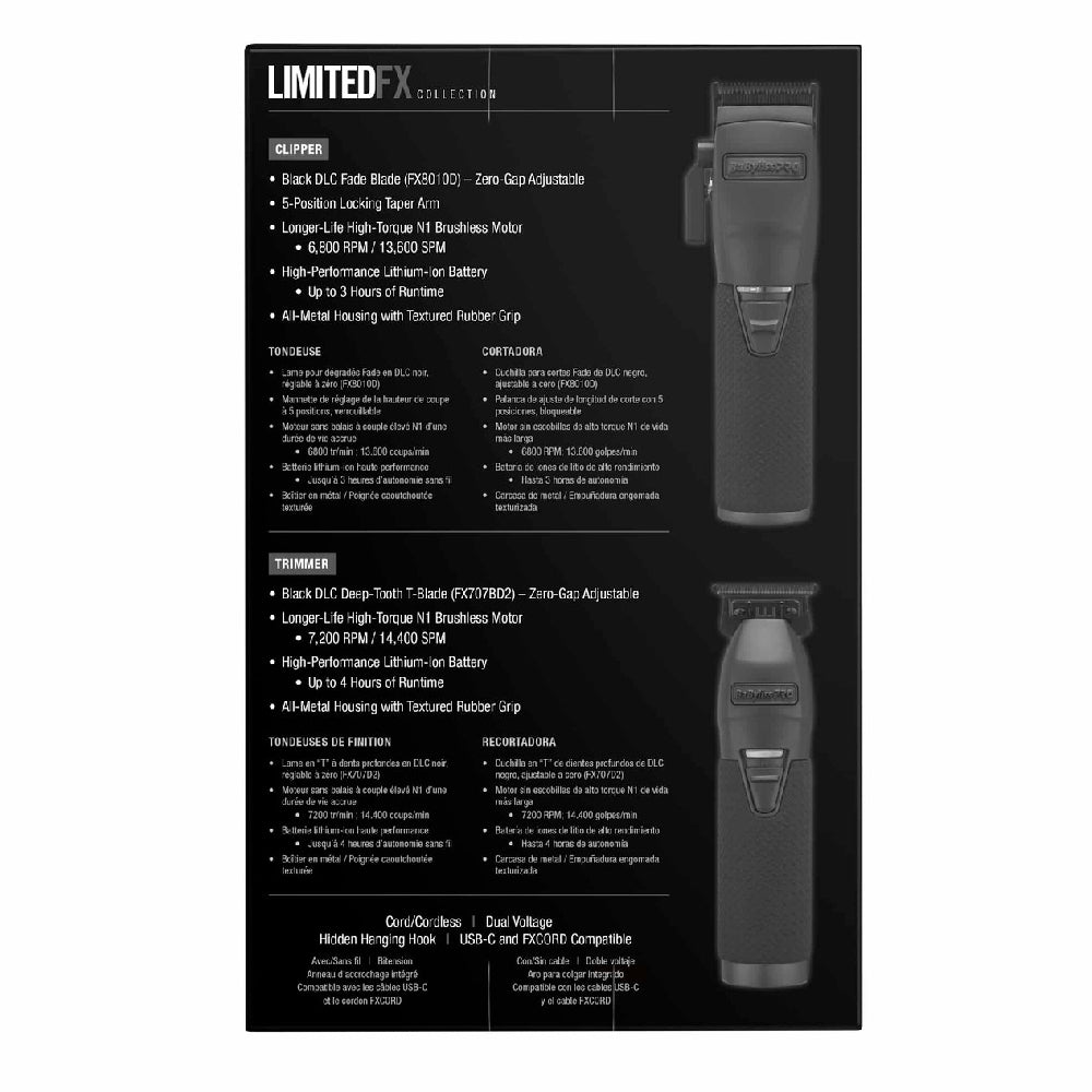 BaByliss PRO LimitedFX Matte Black Clipper & Trimmer [Combo]-Clipper Vault