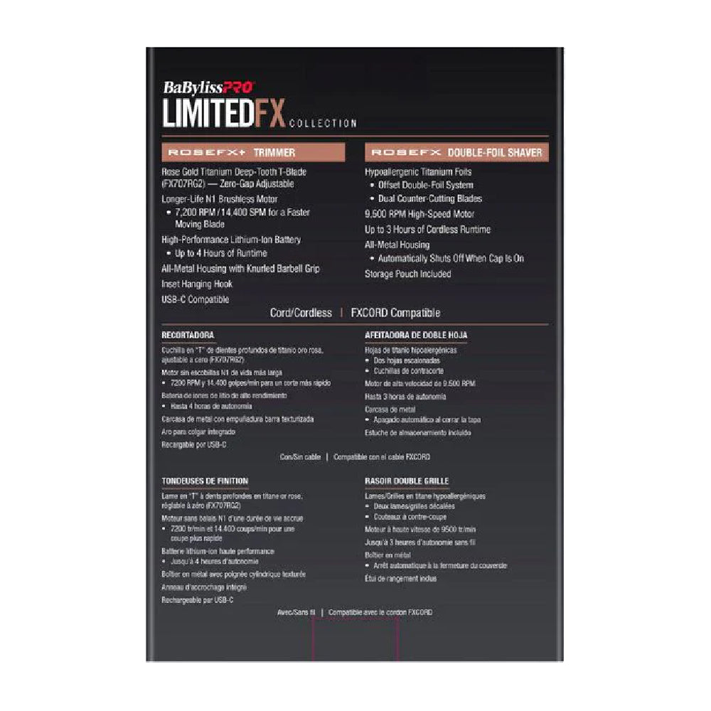 BaByliss PRO LimitedFX Rose Gold Trimmer & Double Foil Shaver Prepack (FXDUOFS2TRG)