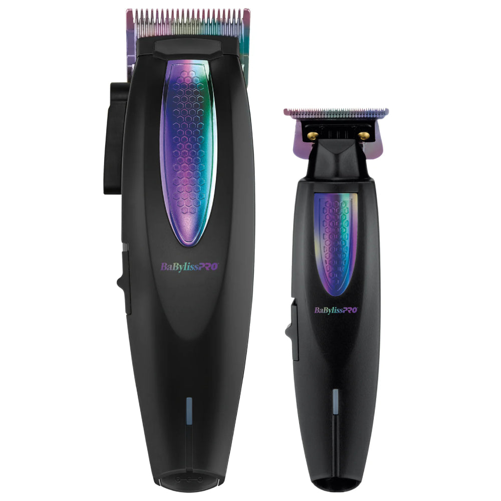BaByliss Pro Limited Edition Iridescent Lithium FX+ Cord/Cordless Ergonomic Clipper & Trimmer Set (FX73HOLPKRB)