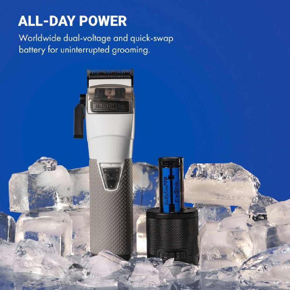 Babyliss Pro FXONE All-Metal Interchangeable-Battery Clipper, Trimmer, and Shaver - Frostbyte Limited Edition (Combo) (FX899TW/FX799TW/FX79FSTW)