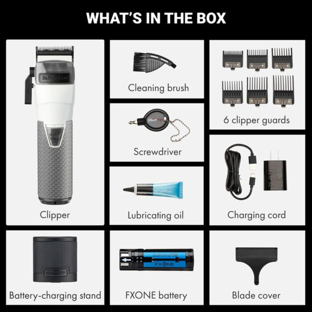 Babyliss Pro FXONE All-Metal Interchangeable-Battery Clipper, Trimmer, and Shaver - Frostbyte Limited Edition (Combo) (FX899TW/FX799TW/FX79FSTW)