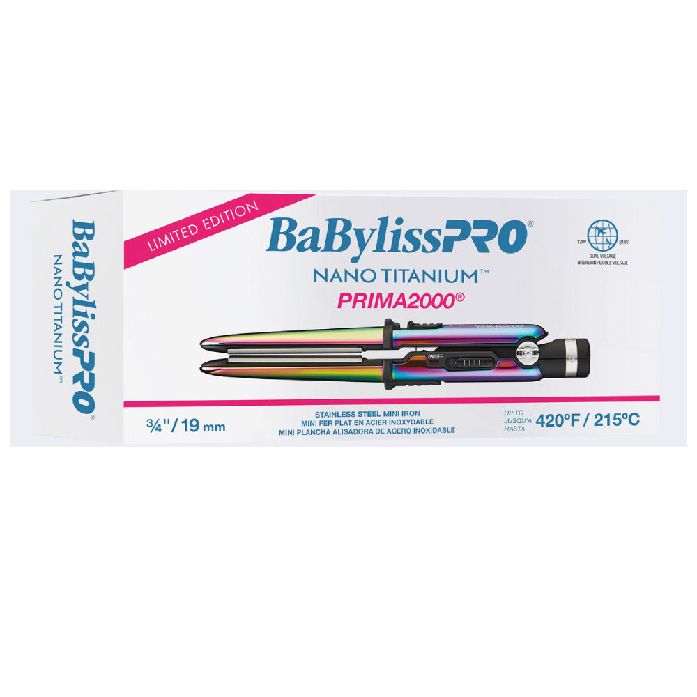 Babyliss Pro Limited Edition Iridescent Nano Titanium Prima 2000 ¾" Stainless Steel Mini Iron