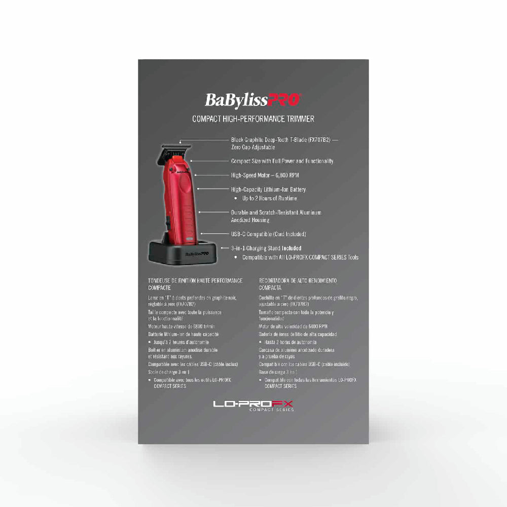 Babyliss Pro Limited Edition Metallic Red Lo-ProFX Compact High Performance Cordless Trimmer (FX72RD)