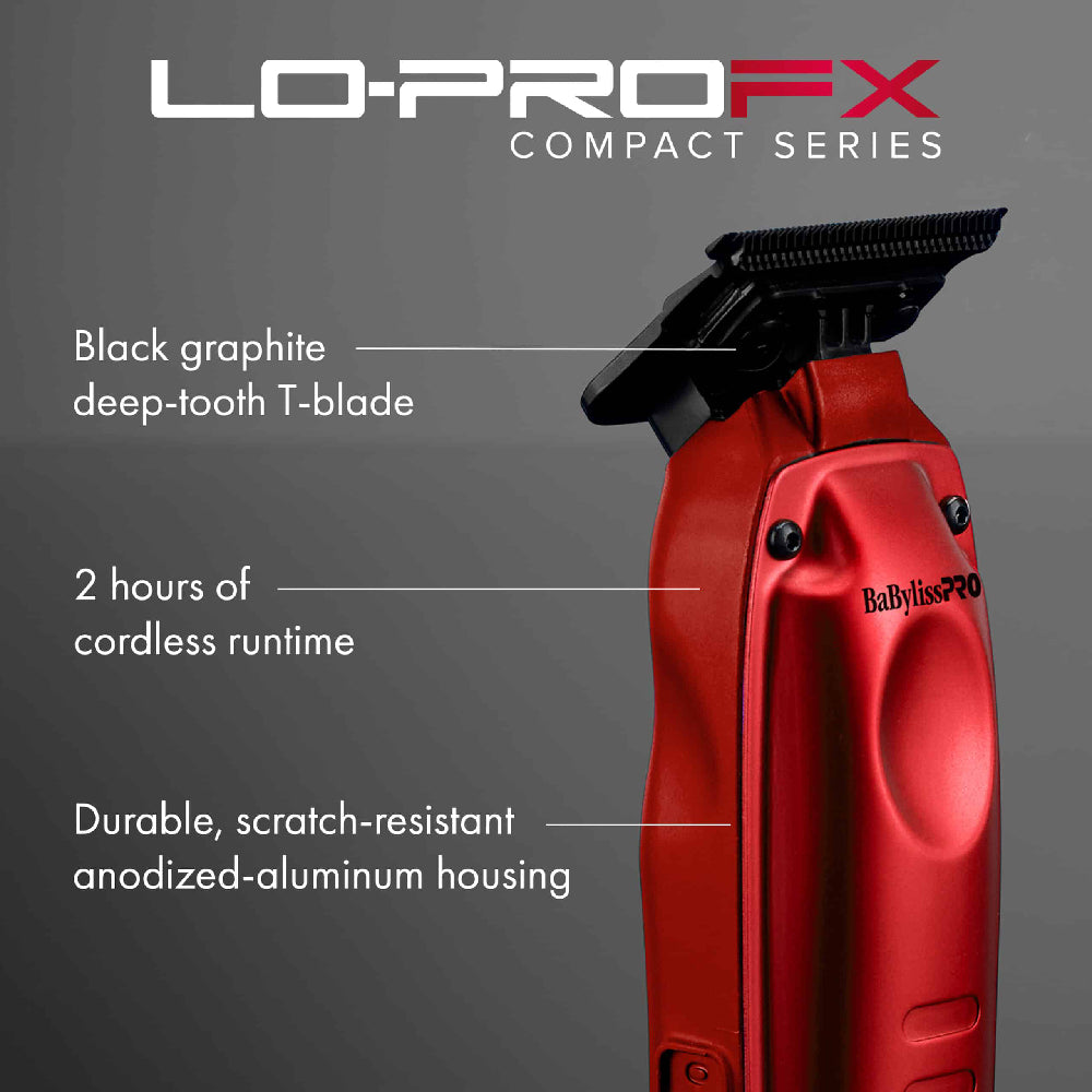 Babyliss Pro Limited Edition Metallic Red Lo-ProFX Compact High Performance Cordless Trimmer (FX72RD)