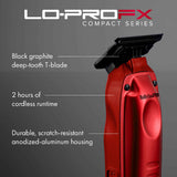 Babyliss Pro Limited Edition Metallic Red Lo-ProFX Compact High Performance Cordless Trimmer (FX72RD)