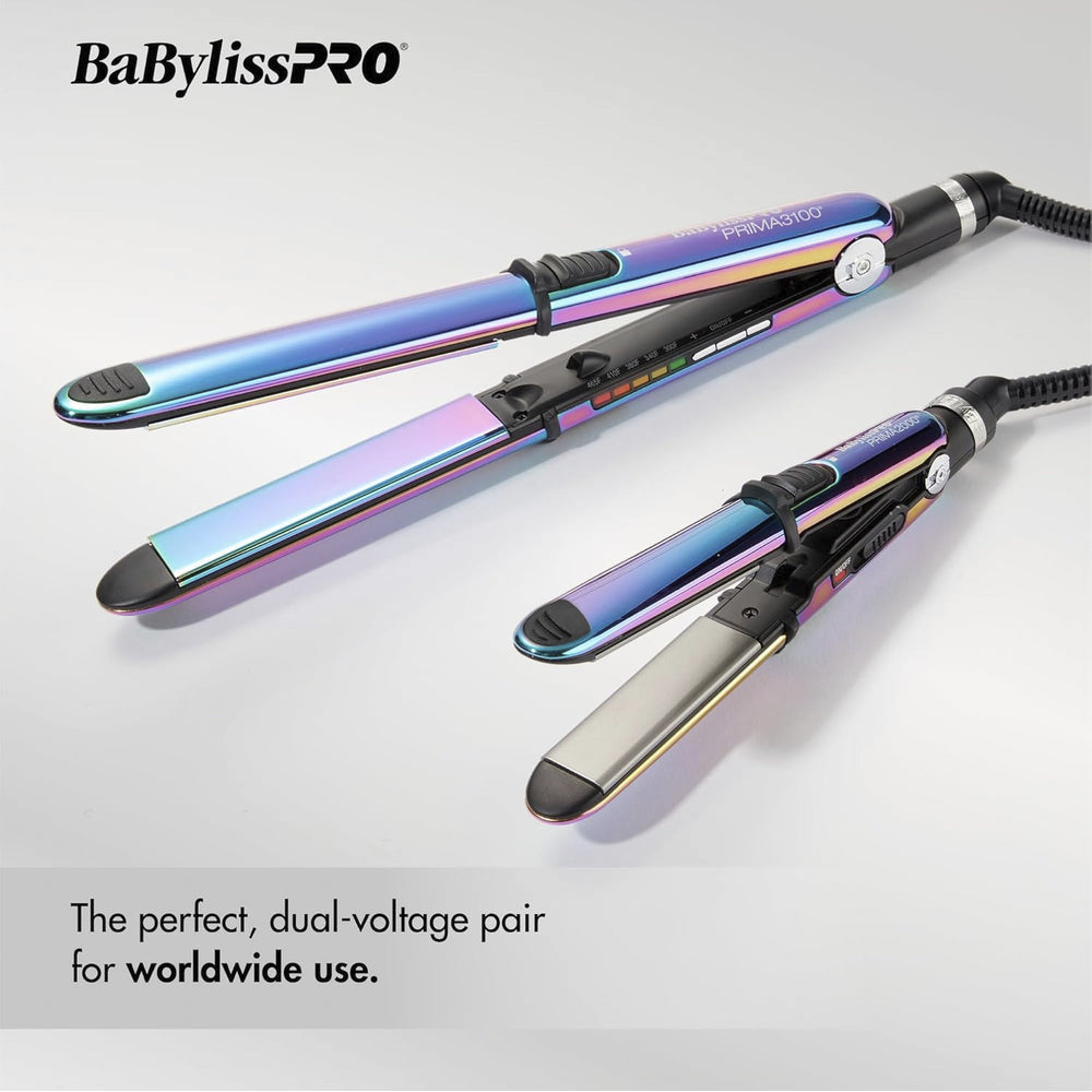 Babyliss Pro Limited Edition Nano Titanium Iridescent 1" Stainless Steel Prima 3000 & 3/4" Prima 2000 Flat Irons Value Set (BNTPK1RB)
