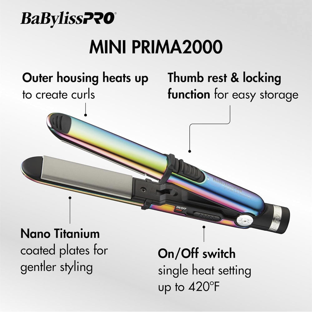 Babyliss Pro Limited Edition Nano Titanium Iridescent 1" Stainless Steel Prima 3000 & 3/4" Prima 2000 Flat Irons Value Set (BNTPK1RB)