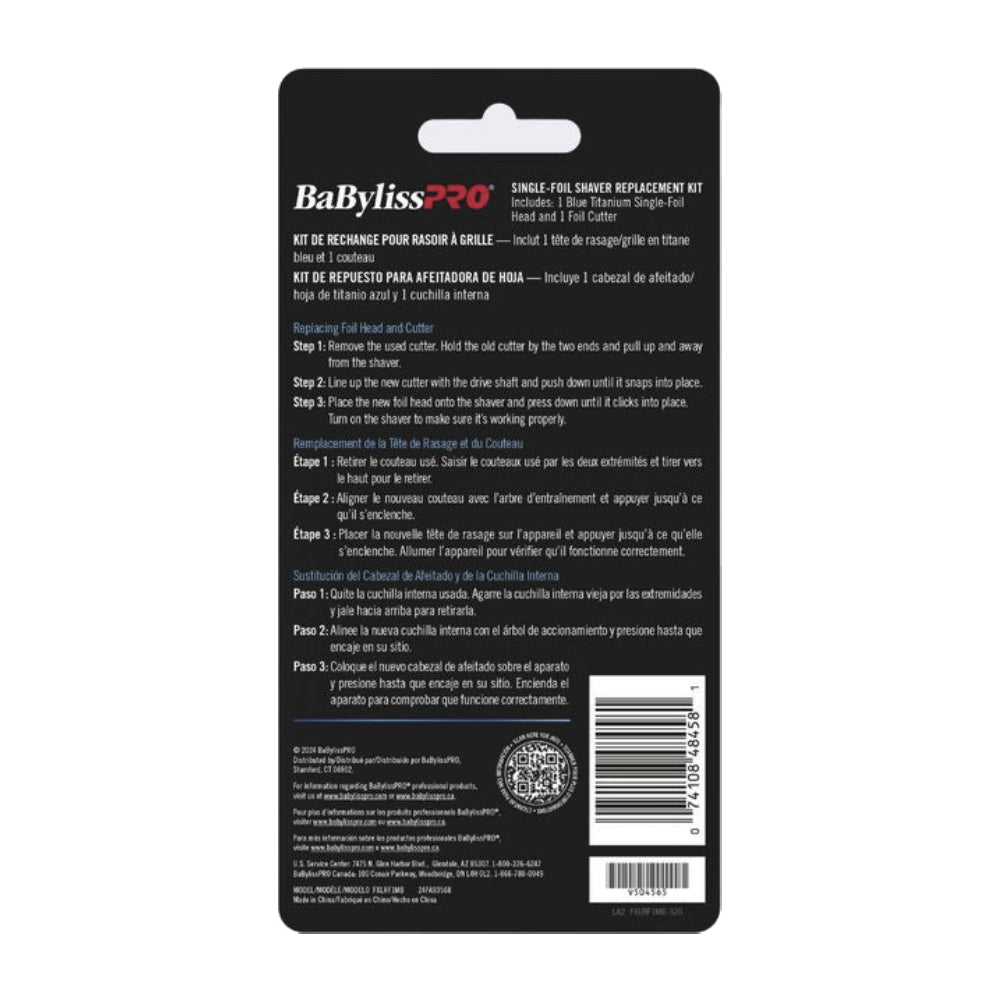 Babyliss Pro UV-Foil Replacement Single Foil Shaver Head for FXLFS1 - Matte Black & Blue (FXLRF1MB)