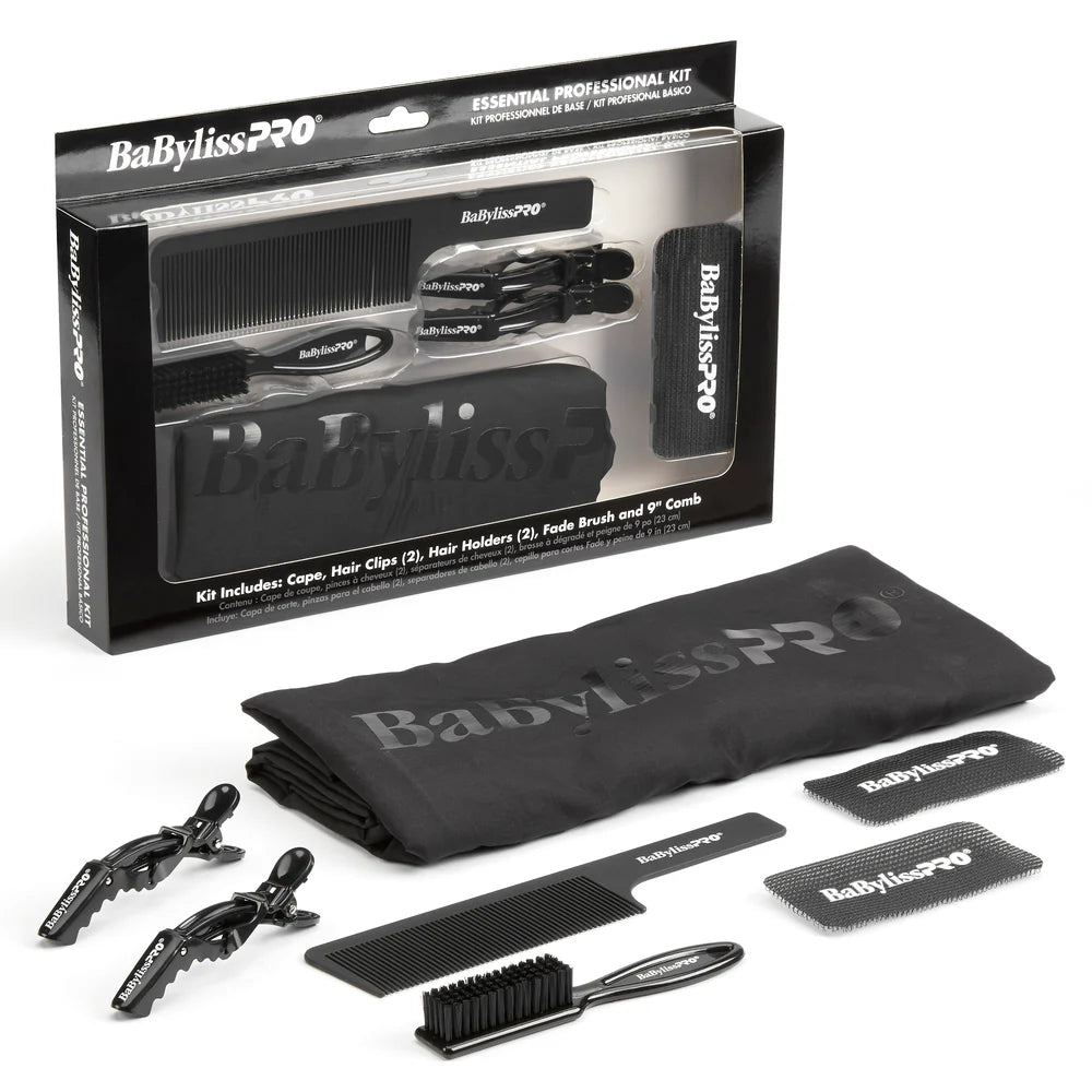 Babyliss Pro Essential Professional Kit (Cape, Comb, Fade Brush, 2x Hair Clips, & 2x Hair Holders)