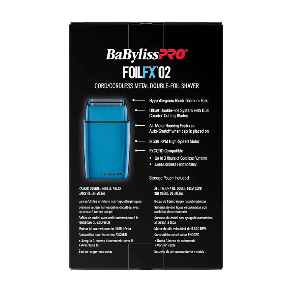 Babyliss Pro FOILFX02 Cord/Cordless Metal Double Foil Shaver - Blue (FXFS2BL)