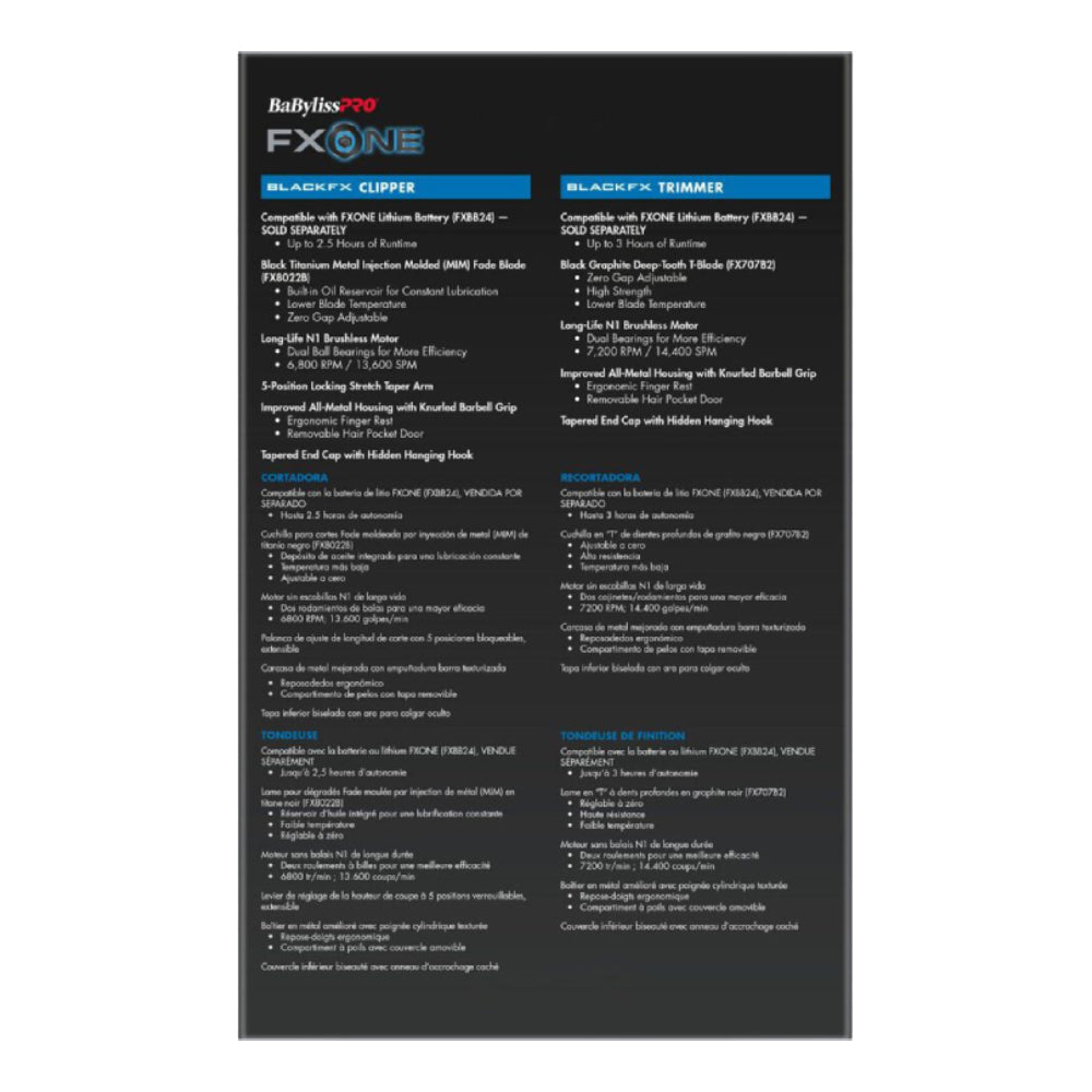 Babyliss Pro FXONE BlackFX Clipper & Trimmer Bundle - Tools Only (FX1CTMBTO)
