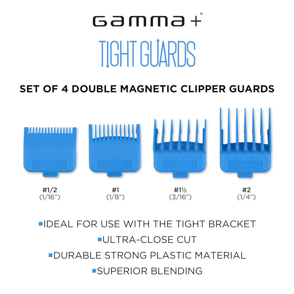 Gamma+ Dub Magnetic Tight Clipper Guards - Cyan Blue (4 Pack) (GPTGB)-Clipper Vault