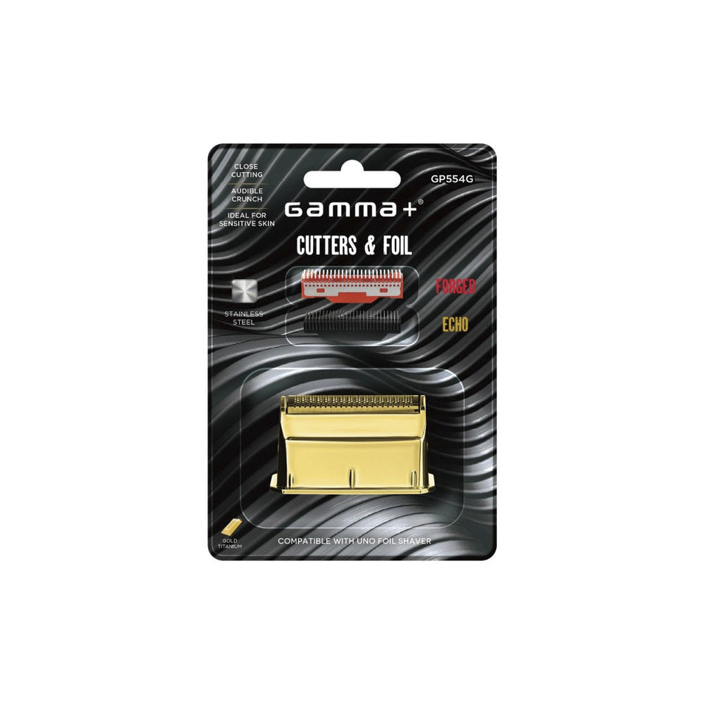 Gamma+ Gold Titanium Single Foil Replacement Head & Forged Cutters for Uno Shaver (GP554G)